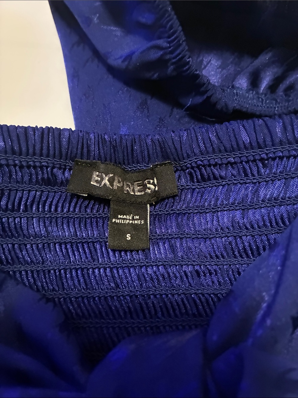Express Cobalt Blue Puff-Sleeve Tie-Front Bodysuit - Picture 4 of 5